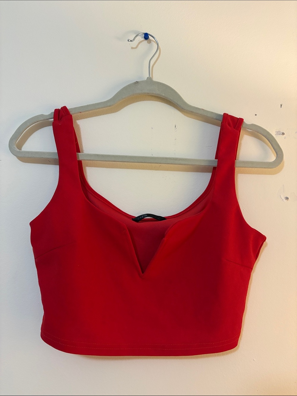 Red V-Neck Crop Tank Top - Unbranded